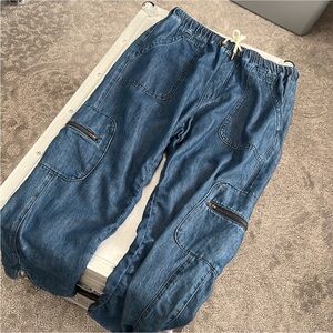 Anthropologie Blue Cargo Jeans